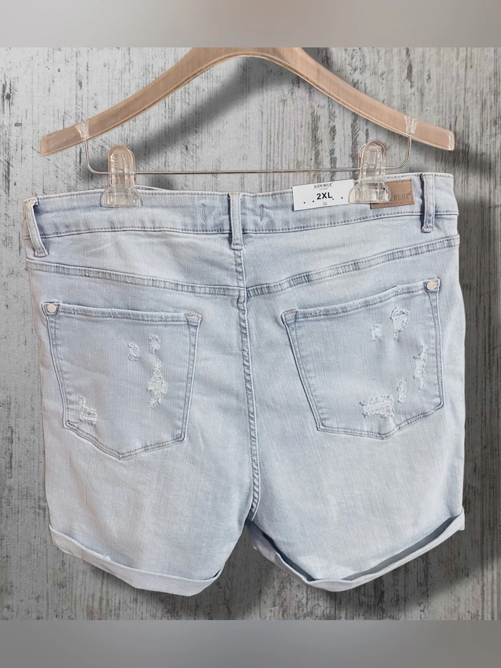 NWT Judy Blue Aztec Serape Patch Distressed Cuffed High Rise Denim Shorts 2XL